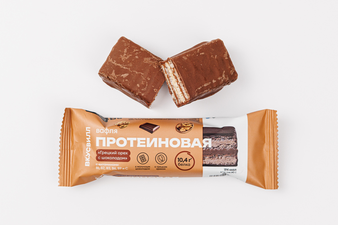 

Вафля протеиновая ВкусВилл Грецкий орех с шоколадом 40 г