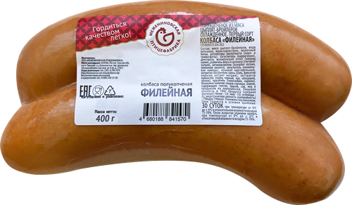 

Колбаса полукопченая Межениновская птицефабрика Филейная 400 г