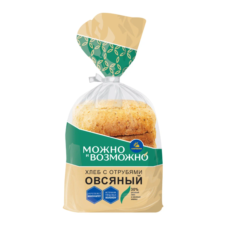 

Хлеб Каравай Овсяный с отрубями, 250 г