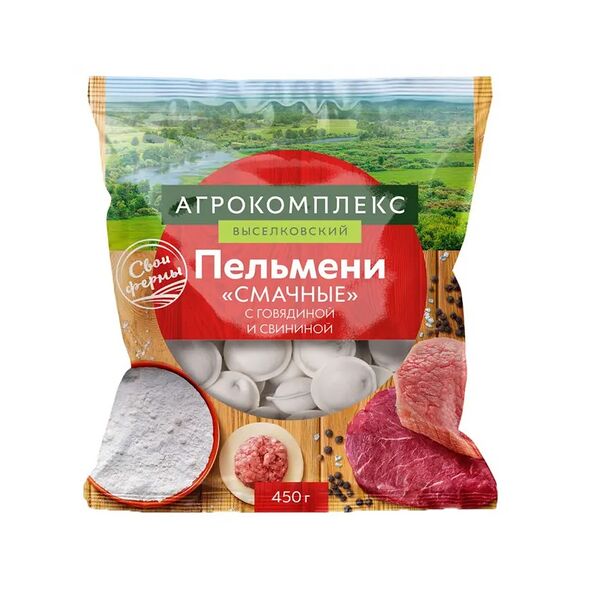 Пельмени Агрокомплекс Выселковский Смачные с говядиной и свининой 450 г