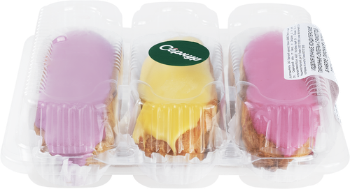 

Набор пирожных Сернур Эклеры ассорти лимон, малина, черная смородина с рикоттой 150 г