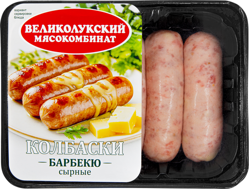 

Колбаски Великолукский Мясокомбинат Барбекю сырные в оболочке категория Б 400 г