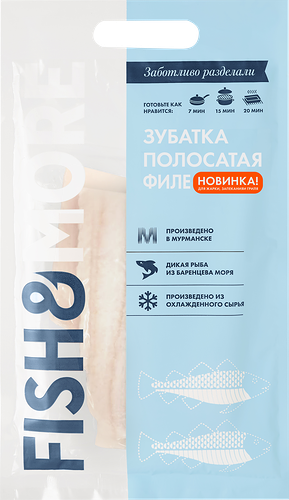 Зубатка полосатая свежемороженая Fish&More филе без кожи 400 г