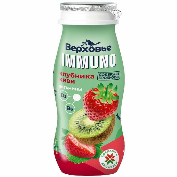 Напиток кисломолочный Верховье Immuno клубника и киви 90 г