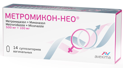 Метромикон-Нео суппозитории вагинальные 500 мг + 100 мг 14 шт.