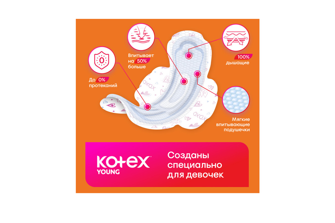 

Прокладки гигиенические Kotex Young для девочек 10 шт.