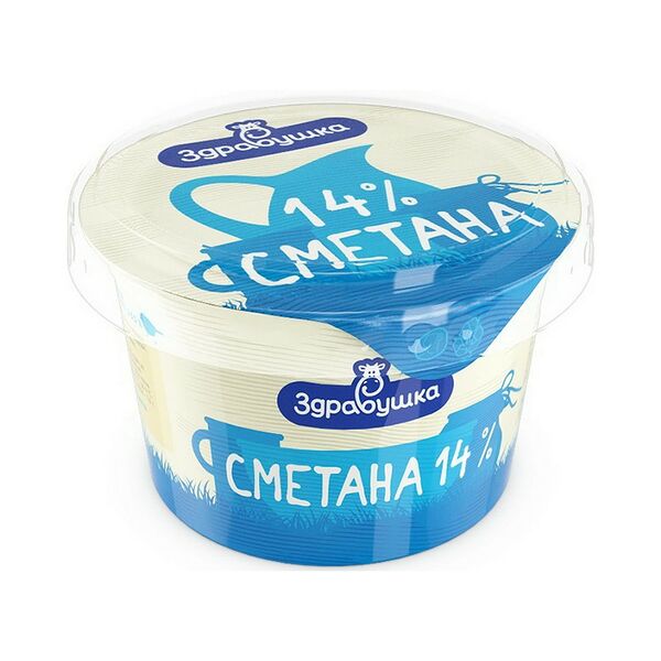 Сметана Здравушка 14% стак 180г Слуцкий СК
