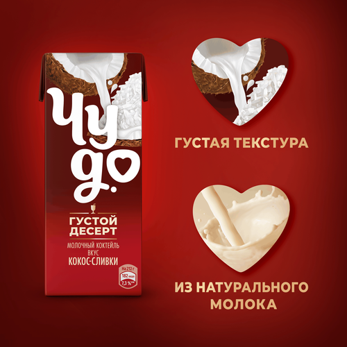 

Коктейль молочный Чудо со вкусом Кокос-сливки 2% 212 г