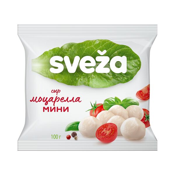 Сыр мягкий Свежа Моцарелла мини 45% 10 шариков 100г в заливке 250г