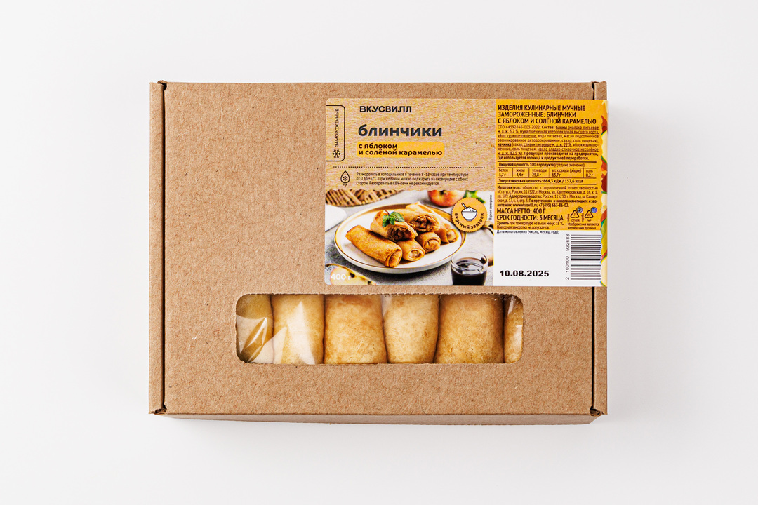 

Блинчики ВкусВилл с яблоком и солёной карамелью замороженные 400 г