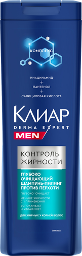 

Шампунь-пилинг Clear Men Derma Expert глубоко очищающий против перхоти контроль жирности 380 мл