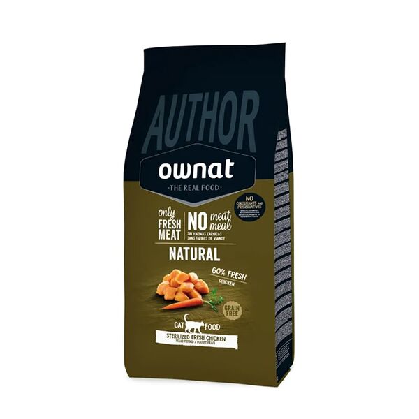 Author Сухой корм Ownat беззерновой для стерилизованных кошек, со свежим мясом курицы, 1,5 кг