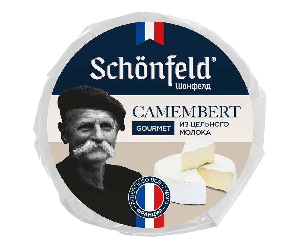 

Сыр мягкий Schonfeld Камамбер Гурмэ (Camembert Gourmet) с белой плесенью 55% 125 г