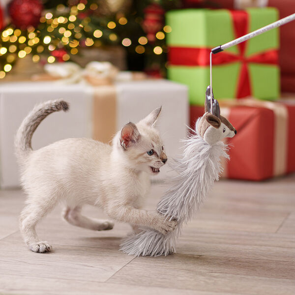 Игрушка для кошек Дразнилка с игрушкой Олень, 32х8х5 см, длина палки 30,5 см