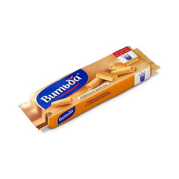 Вафельные рулетики Витьба со сгущенным молоком вес 80 г Республика Беларусь