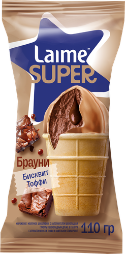 

Мороженое молочное Laime шоколадное Брауни бисквит Тоффи в стаканчике 4% 110 г