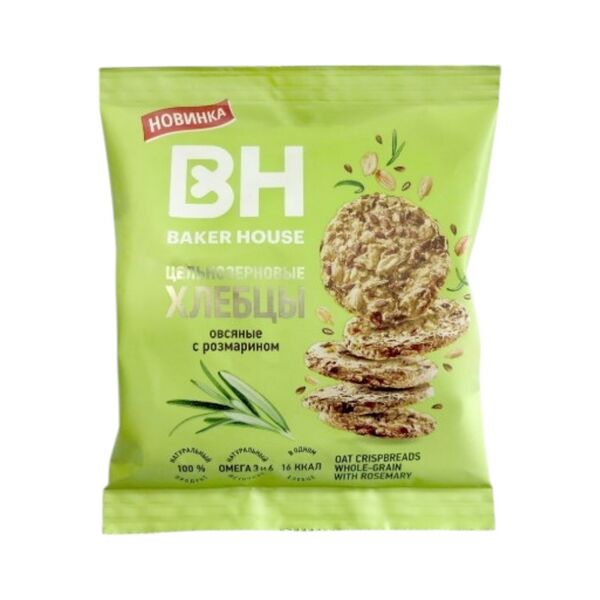 Хлебцы цельнозерновые овсяные с розмарином под товарным знаком Baker House 50г