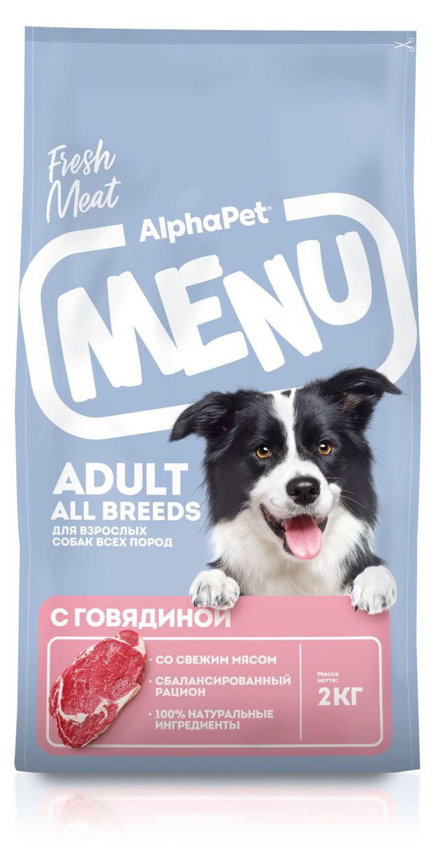 

Сухой корм для собак AlphaPet All Breeds Adult Menu Говядина 2 кг