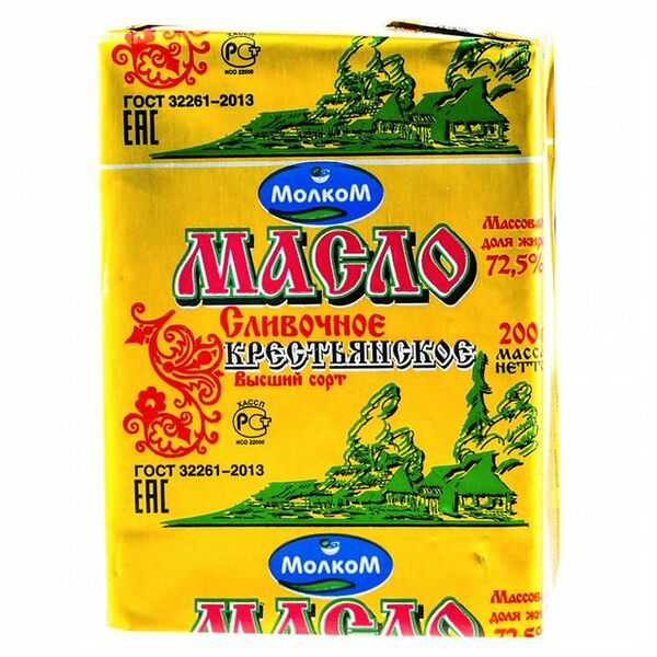 Масло сладко-сливочное МолкоМ крестьянское 72.5%