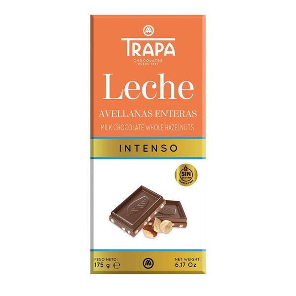 Шоколад молочный Trapa с цельным фундуком, 175 г