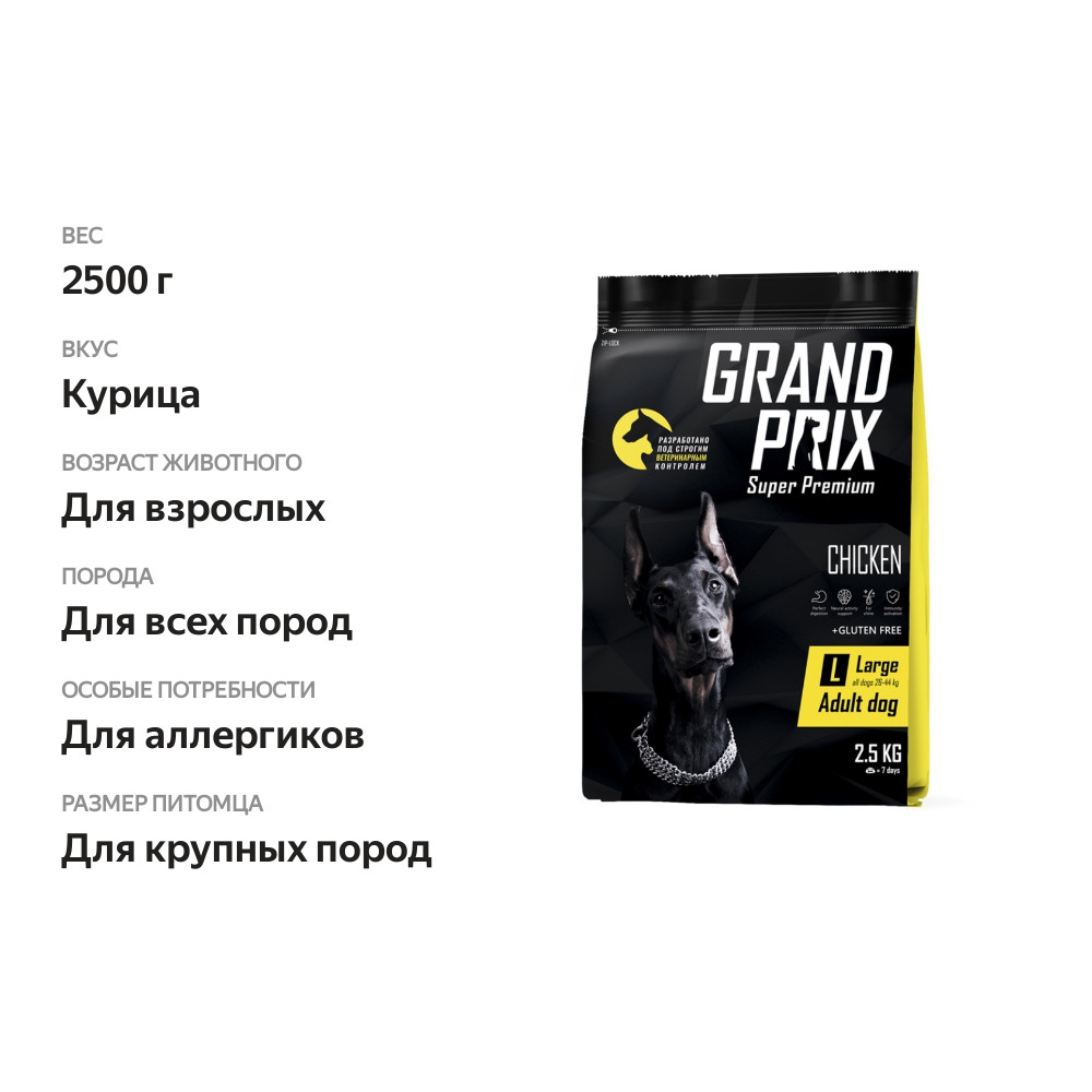

Корм для собак крупных пород Grand Prix Adult Large 2.5 кг