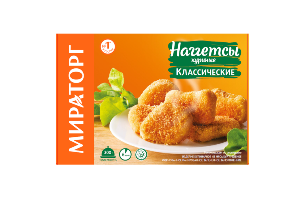 

Наггетсы Мираторг куриные Классические 300 г Продукт замороженный