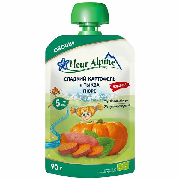 Пюре овощное Fleur Alpine сладкий картофель и тыква с 5 месяцев 90 г