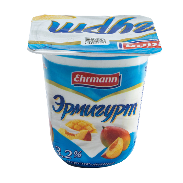 Йогурт Эрмигурт молочный персик. манго 3.2% 100 г