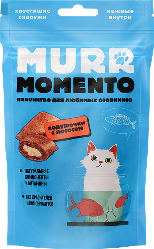 Лакомство для кошек Murr Momento Подушечки с лососем 60 г