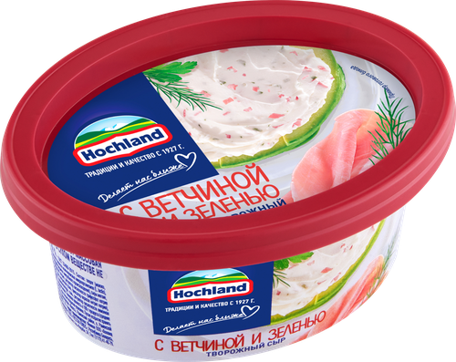 

Сыр творожный Hochland с ветчиной и зеленью 60% 140 г