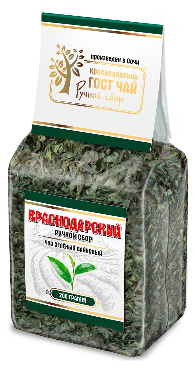 

Чай зеленый КРАСНОДАРСКИЙ ГОСТ ЧАЙ РУЧНОЙ СБОР Байховый, крупнолистовой, 200г