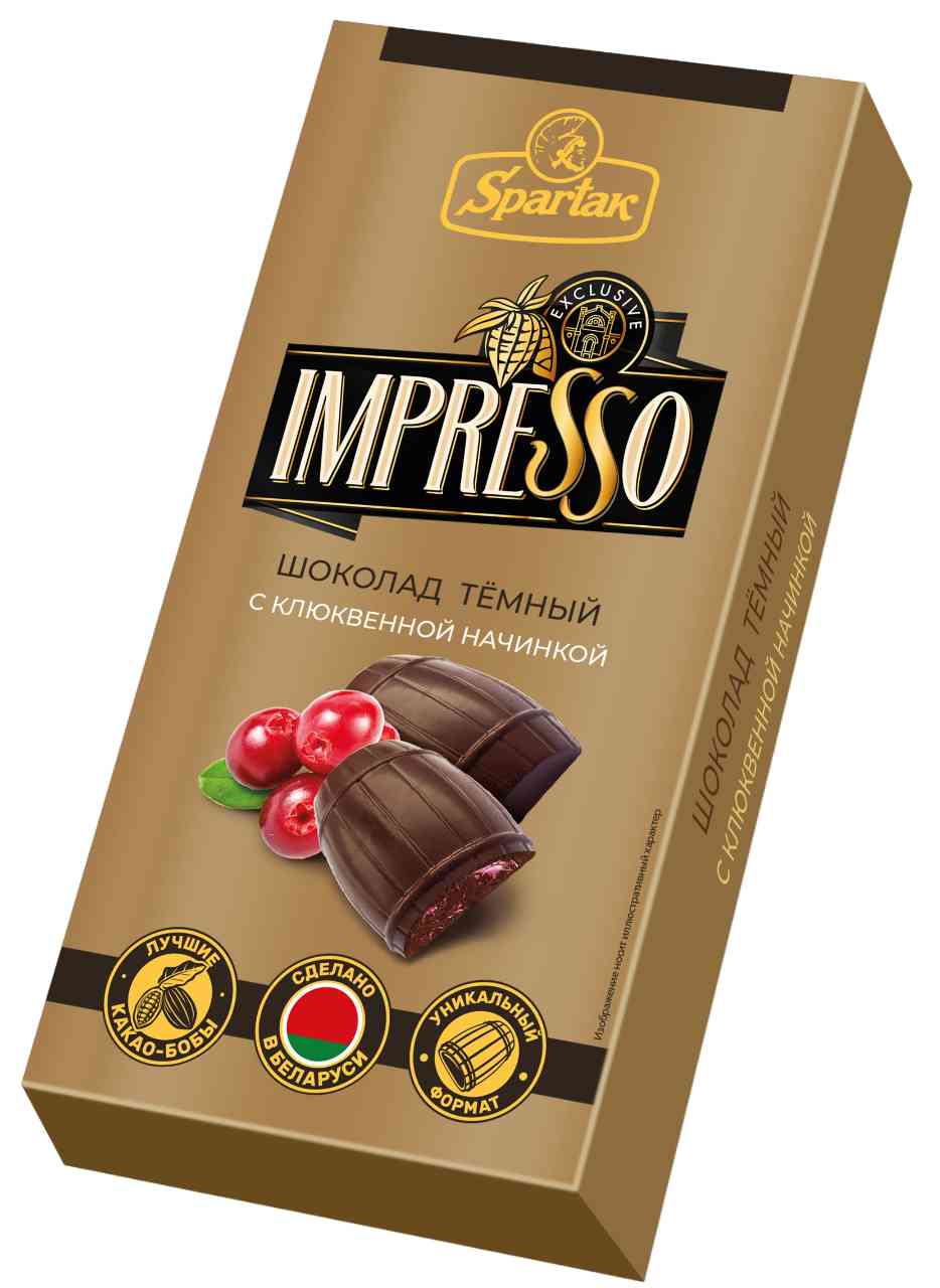

Шоколад темный Impresso с клюквенной начинкой 141 г