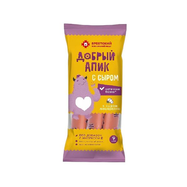Изд мясн в/с вар колб Сосиски Добрый Апик с сыром газ 320г Брестский мк