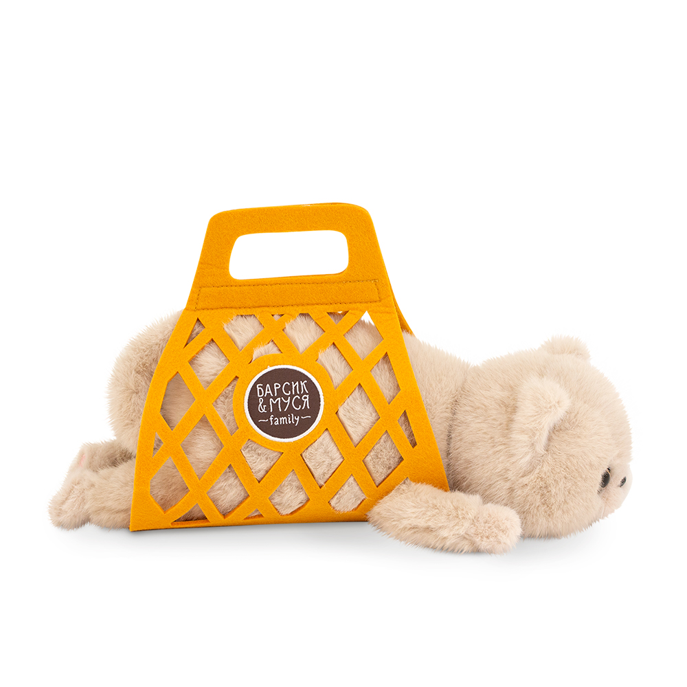

Игрушка мягкая Orange Toys Кот Барсик в сумке бежевый 35 см