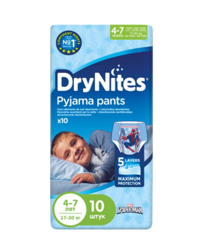 

Трусики-подгузники Huggies DryNites для мальчиков 17-30 кг 10 шт. дизайн в ассортименте