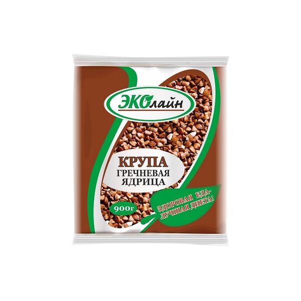 Крупа гречневая ЭКОЛАЙН ядрица вес 0.9кг.