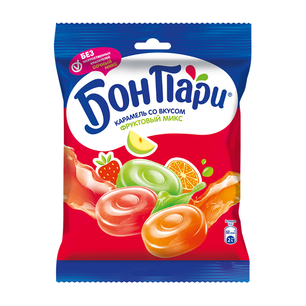 Леденцы Бон Пари с фруктовой начинкой Ассорти 75 г