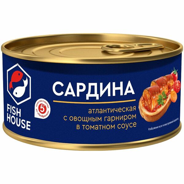 Сардина Fish House с овощным гарниром в томатном соусе 240 г