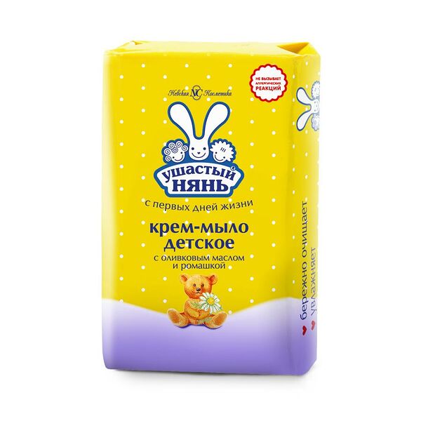 Мыло-крем Ушастый Нянь 90г оливковое масло и ромашка