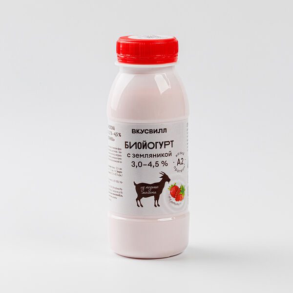 Биойогурт козий питьевой с земляникой 3-4.5% 230 г