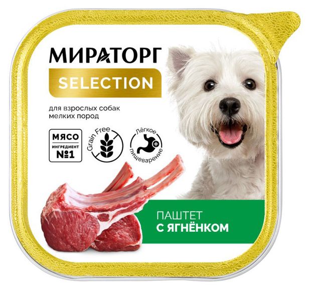 

Влажный корм Мираторг для взрослых собак мелких пород Паштет с ягненком 100 г
