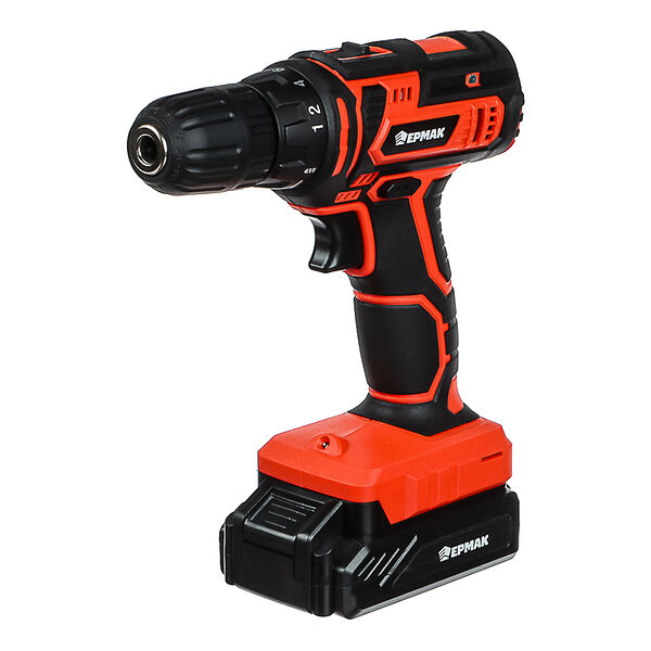 Ермак дрель-шуруповерт аккумуляторная дша-18-2 /1,3ач/li-ion/ 30н*м/18+1скор/2 аккум/набор св+бит.