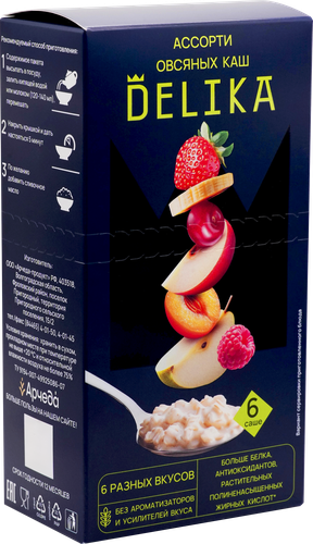 

Каша овсяная Delika ассорти 6 вкусов 6 шт. х 40 г