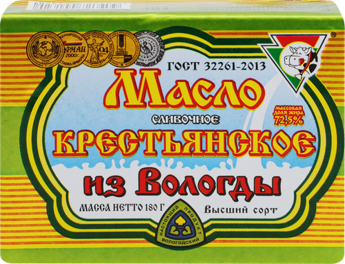 

Масло Из Вологды Крестьянское 72.5% 180 г