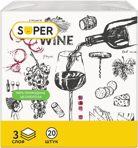 Салфетки Super бумажные Прованс 3 слоя 33х33 см дизайн в ассортименте 