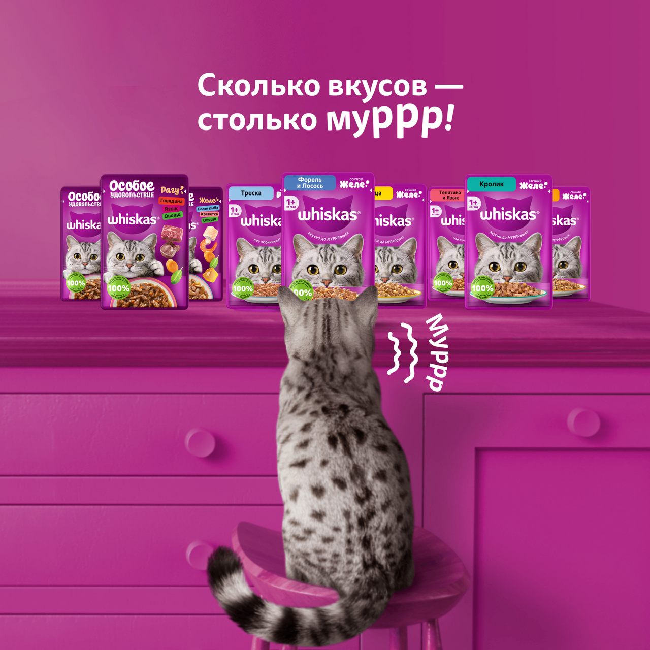 

Корм влажный для кошек Whiskas Желе форель-лосось 75 г
