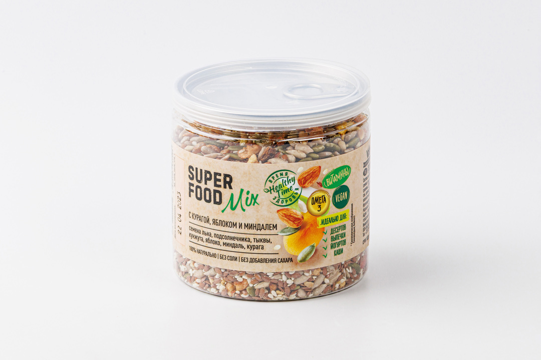 

Смесь семян Superfood Mix с курагой, сушеным яблоком и миндалем 270 г