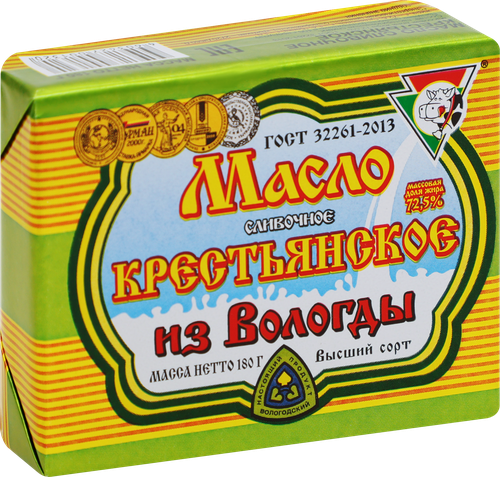 

Масло Из Вологды Крестьянское 72.5% 180 г