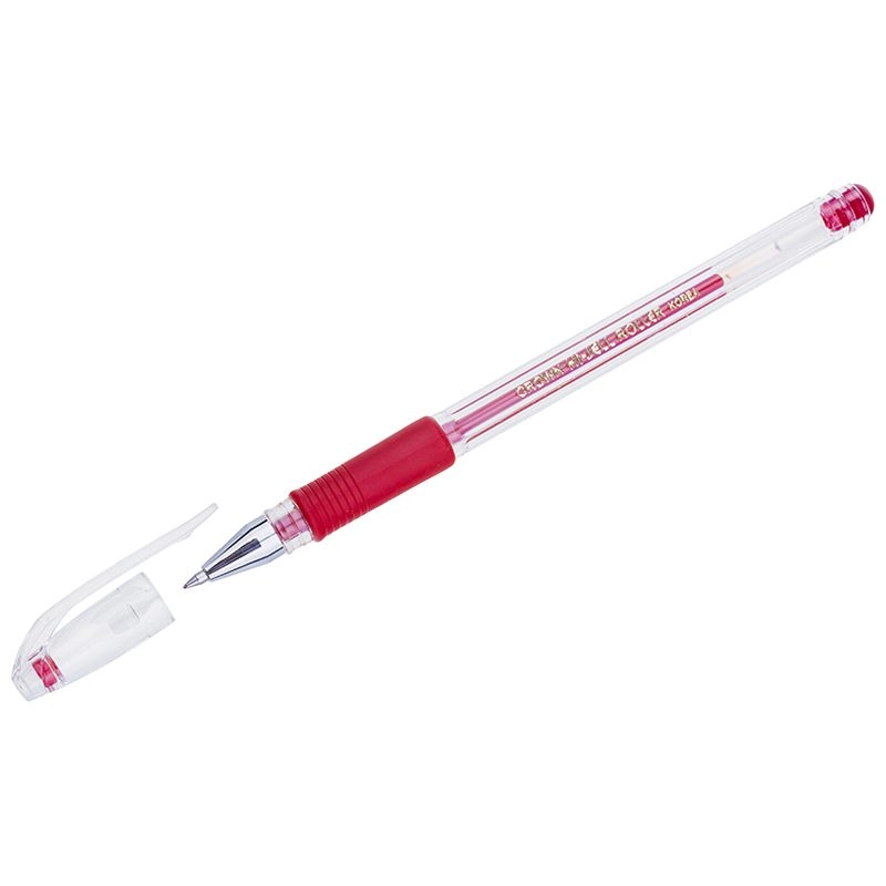 

Ручка гелевая Crown Hi-Jell Grip красная 0.5 мм, грип