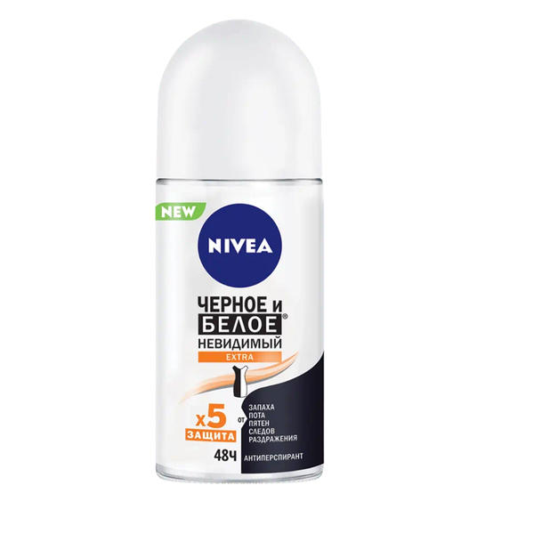 Антиперспирант шариковый Nivea Extra женский Черное и белое невидимый, 50 мл
